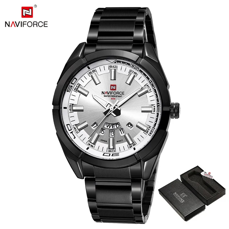 NAVIFORCE Men's Classic Casual Quartz Watch - Stainless Steel, Waterproof, Date Display