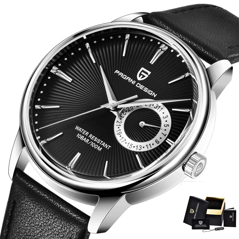 PAGANI Men's Luxury Quartz Watch - Black Business Waterproof Wristwatch for Men