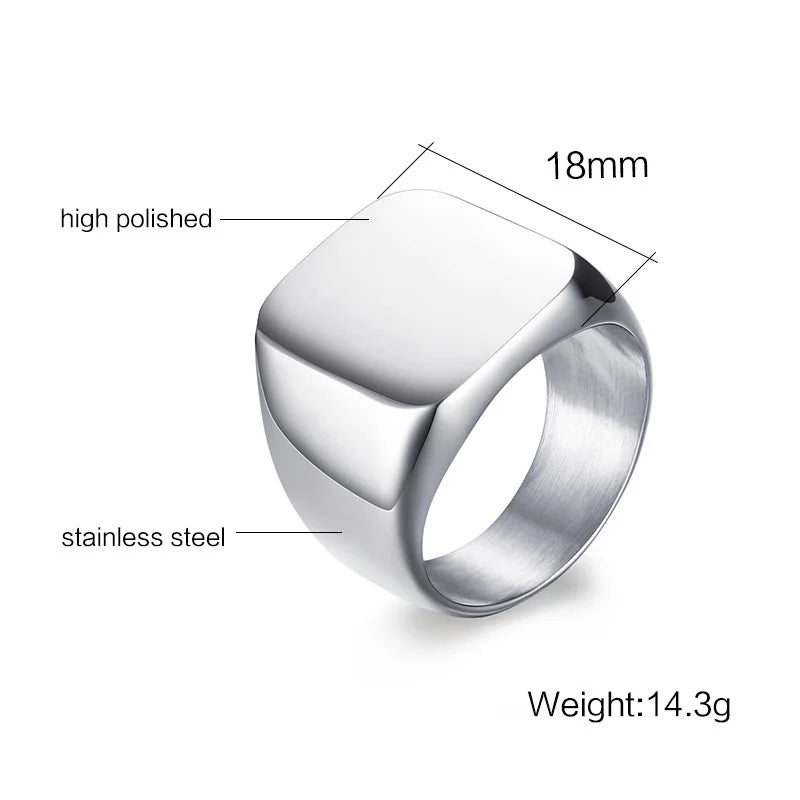 Vnox Gold Color Rings for Men Women, Simple Glossy Stainless Steel Wedding Bands, Signet Stacking Finger Ring Jewelry Gift