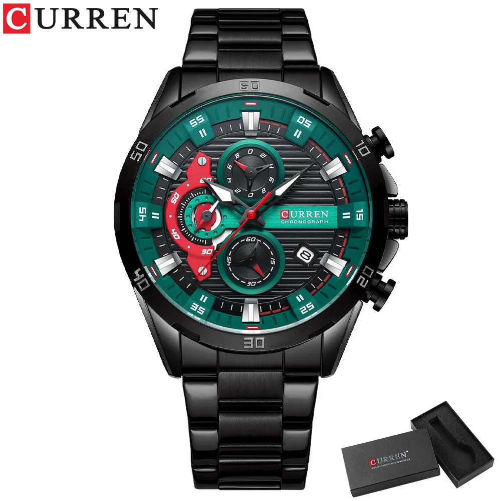 CURREN Men's Stainless Steel Watch - Creative Fashion Chronograph with Luminous Dial