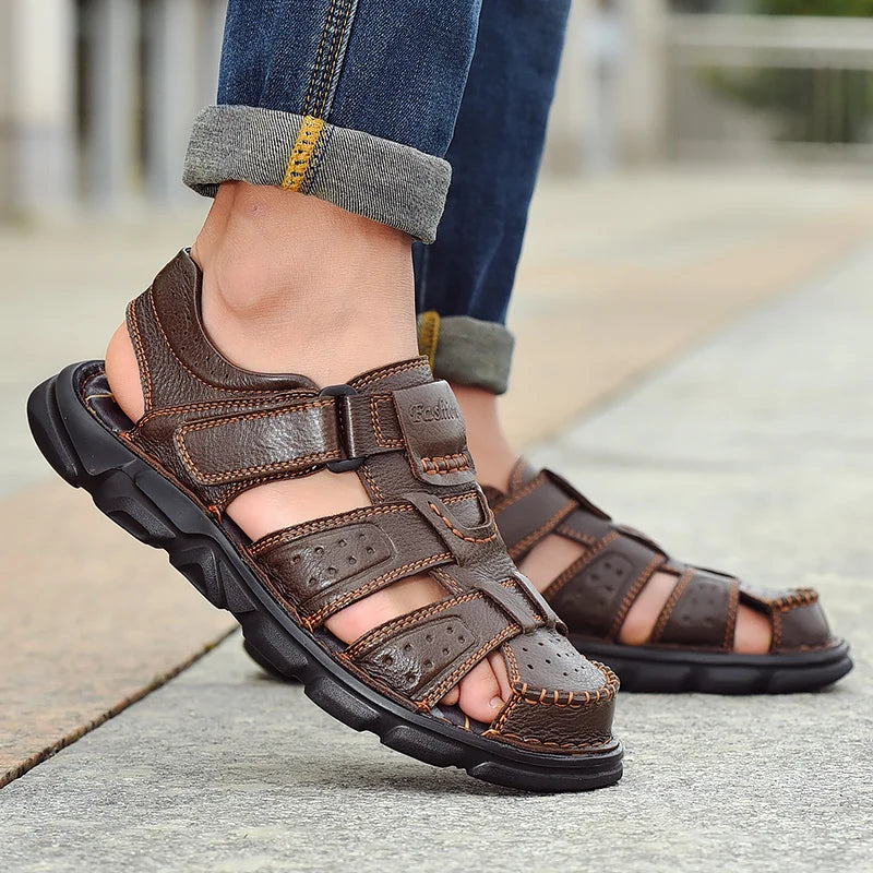 Florence Men's Leather Sandals – Classic Summer Outdoor Walking Shoes