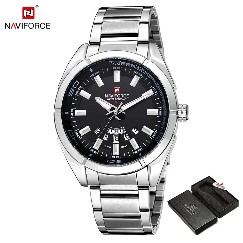 NAVIFORCE Men's Classic Casual Quartz Watch - Stainless Steel, Waterproof, Date Display