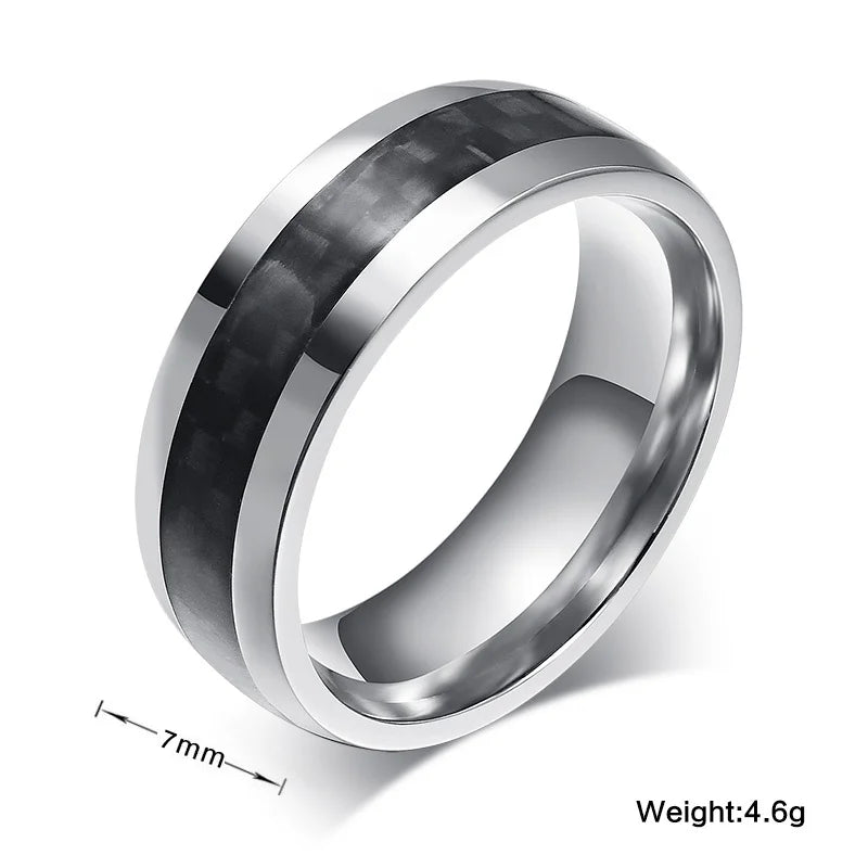 Fashion men ring carbon fiber jewelry stainless steel rings for man classic