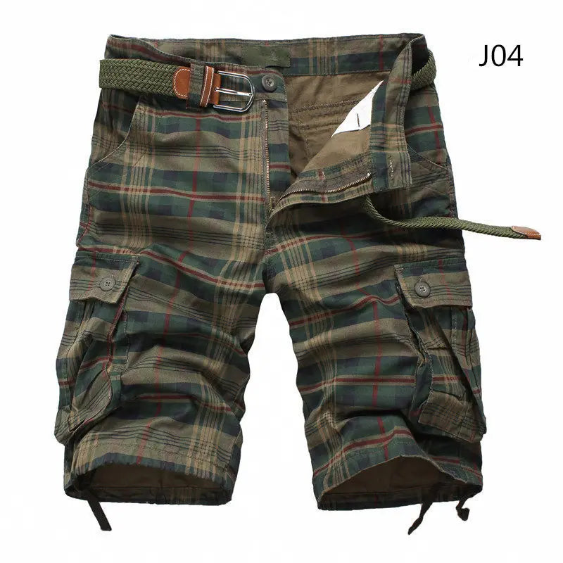 London Men's Plaid Beach Shorts – Fashionable Camo Military Bermuda Pants