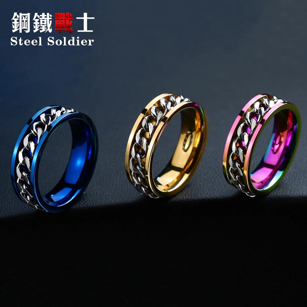 Steel soldier high quality rainbow ring for gay fashion popular jewelry stainless steel unique men ring