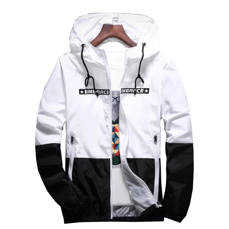 Lucca Spring Autumn Men's Jackets Hip Hop Jacket Windbreaker Hooded Casual Zipper Male Retro Vintage Streetwear Jackets,TA316