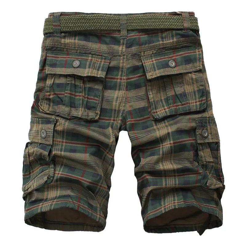 London Men's Plaid Beach Shorts – Fashionable Camo Military Bermuda Pants