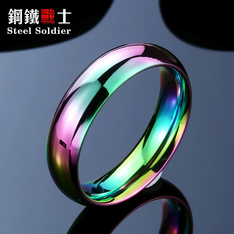 Steel soldier high quality rainbow ring for gay fashion popular jewelry stainless steel unique men ring