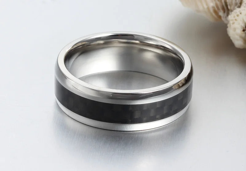 Fashion men ring carbon fiber jewelry stainless steel rings for man classic