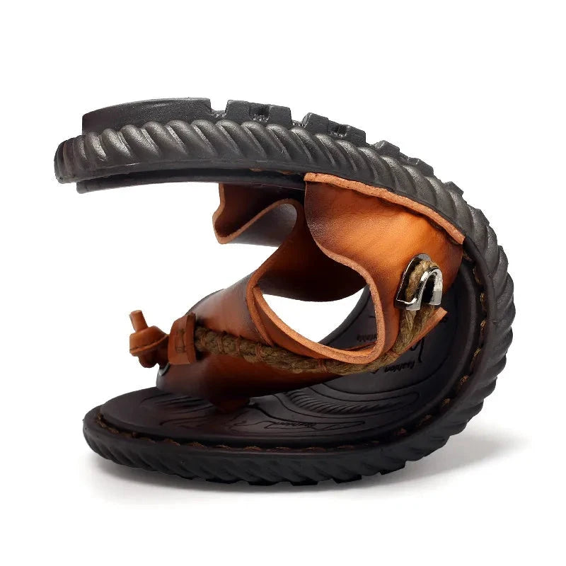 Sierra Men's Leather Sandals – Summer Beach Flip Flops