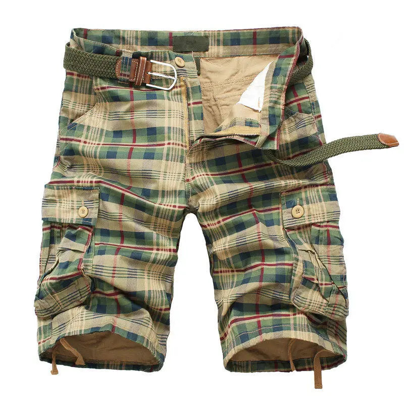 London Men's Plaid Beach Shorts – Fashionable Camo Military Bermuda Pants