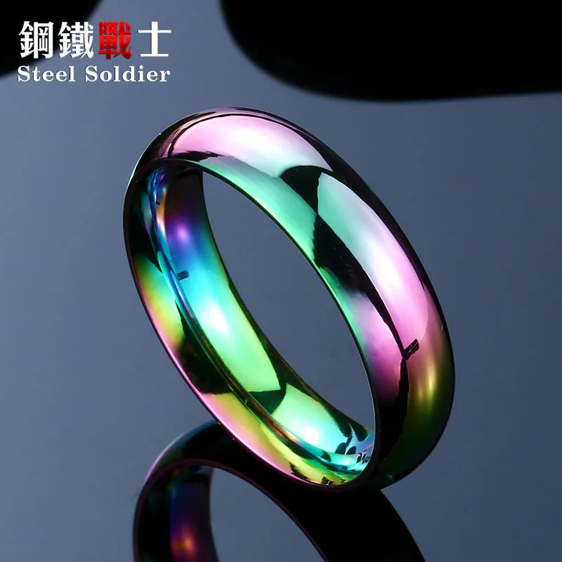 Steel soldier high quality rainbow ring for gay fashion popular jewelry stainless steel unique men ring