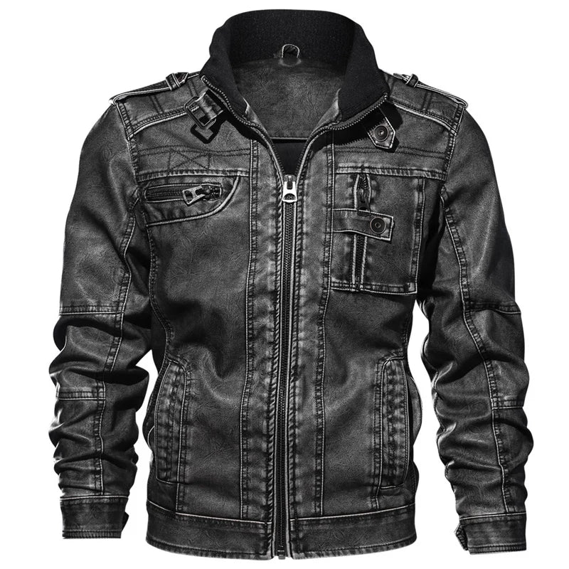 Reims Men Autumn Winter PU Leather Jacket Motorcycle Leather Jackets Male Business casual Coats Brand clothing 5XL,TA132