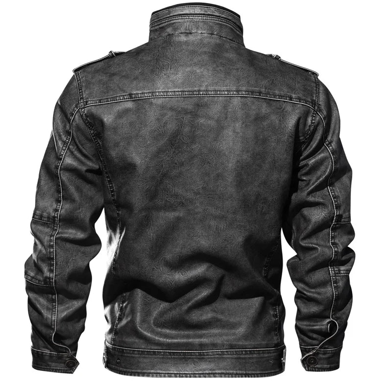 Reims Men Autumn Winter PU Leather Jacket Motorcycle Leather Jackets Male Business casual Coats Brand clothing 5XL,TA132