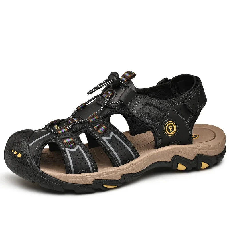 Marseille Men's Leather Sandals – Fashionable Summer Beach Shoes