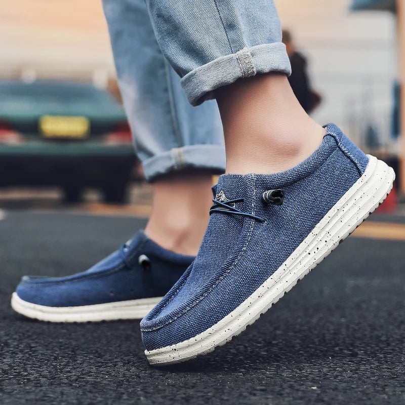 VulcanTrail Men's Denim Canvas Sneakers - Large Size Outdoor Casual Loafers & Breathable Shoes