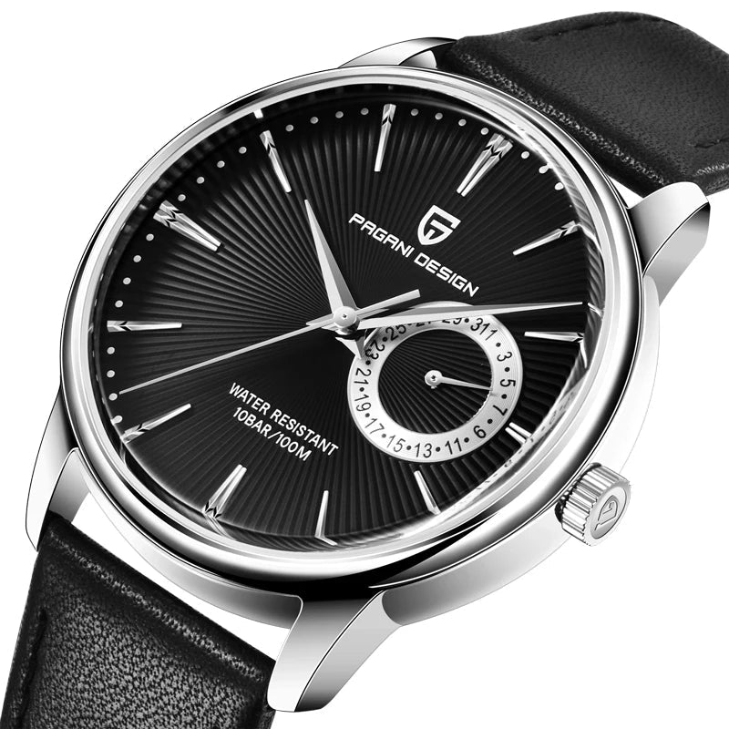 PAGANI Men's Luxury Quartz Watch - Black Business Waterproof Wristwatch for Men