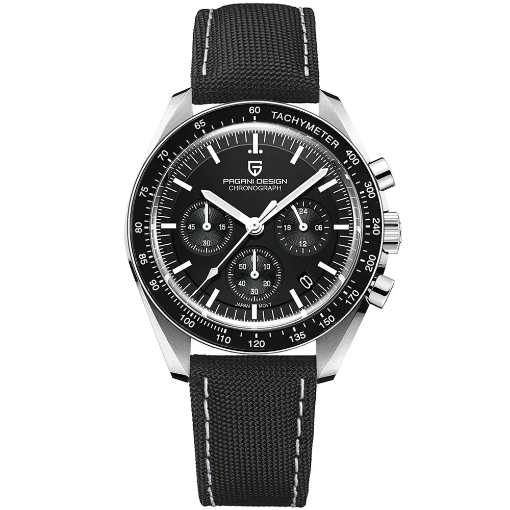 PAGANI Men's Luxury Quartz Chronograph Watch - Auto Date, AR Sapphire Mirror, Speed Timer