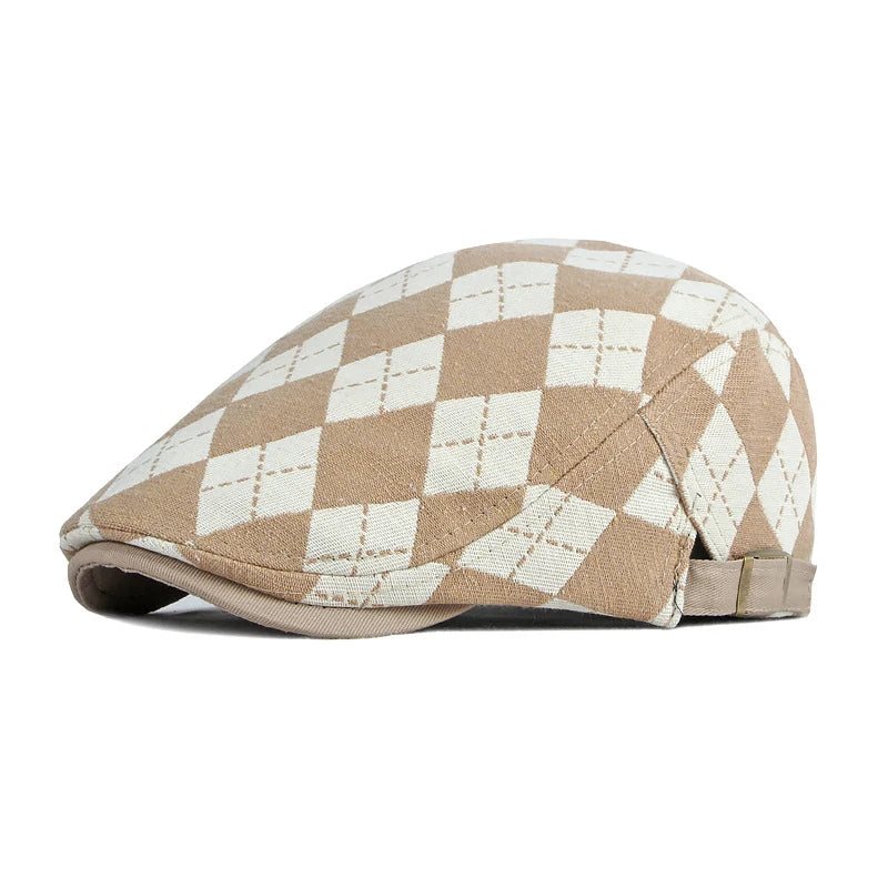 Pisa Herringbone Beret - Retro Plaid Unisex Spring & Fall Driving Cap