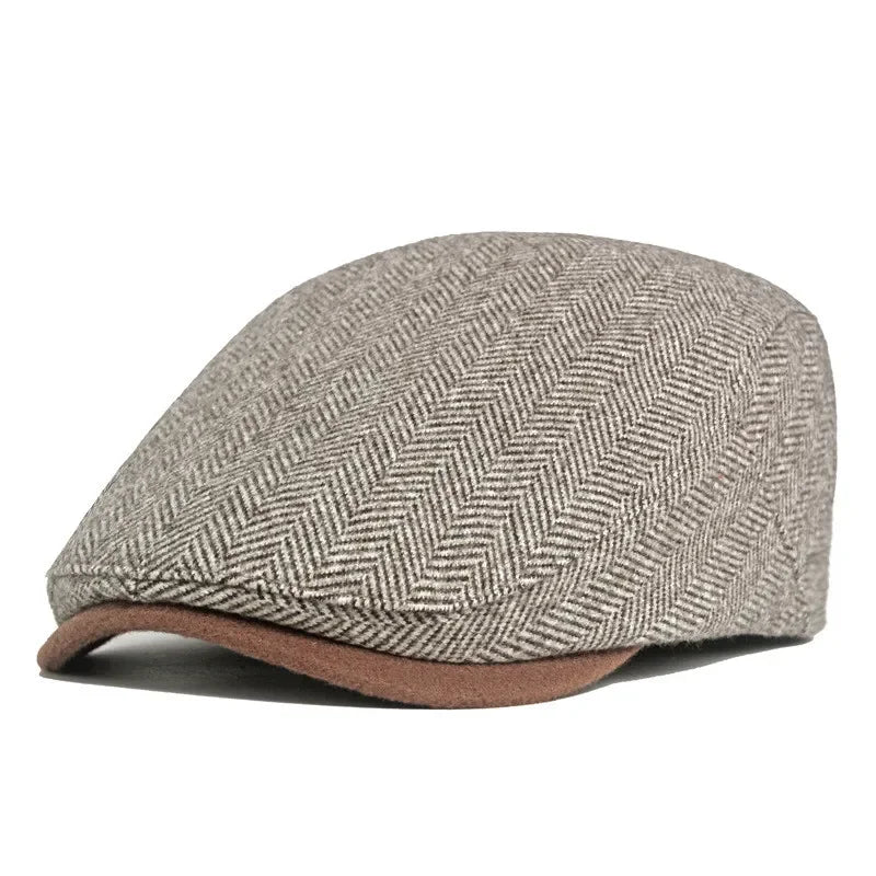 Porto Solid Polyester Newsboy Beret - Unisex Autumn & Winter Flat Cap