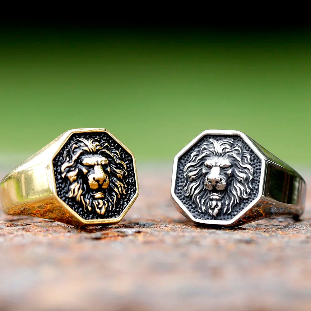 Detailed Stainless Steel 3D Lion Head Rings For Men Women Punk Trendy Domineering Vintage Animal Jewelry Gift free shipping