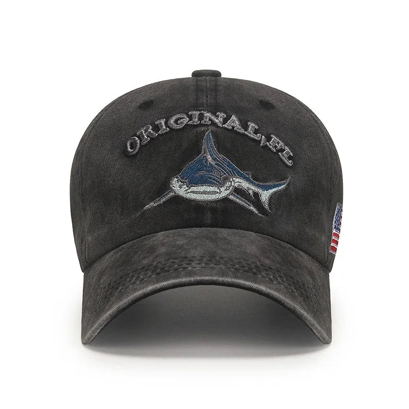 Liberty Shark Baseball Cap - American Flag Embroidery & Adjustable Soft Top