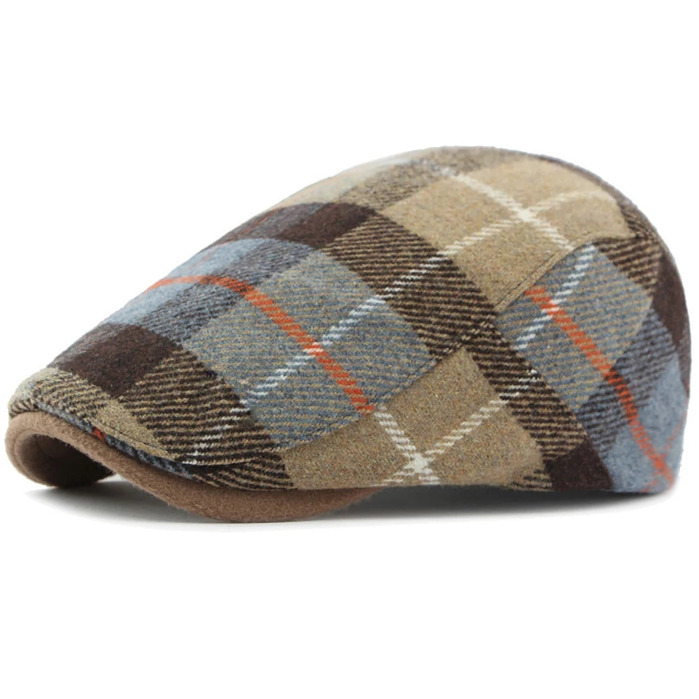 Verona Plaid Wool Beret - Unisex Autumn & Winter Artist Flat Cap