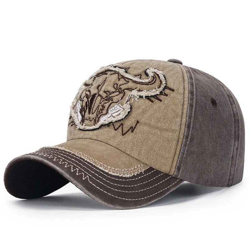 Hercules Bull Head Baseball Cap - Embroidered Patch & Adjustable Cotton Hat