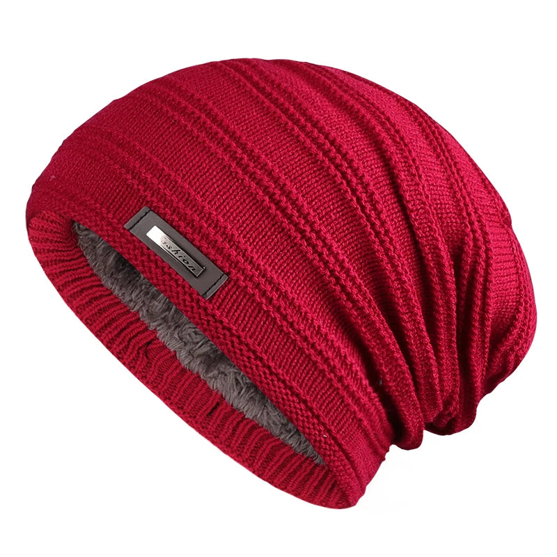 Soria Striped Knit Beanie - Fleece-Lined Winter Hat for Men