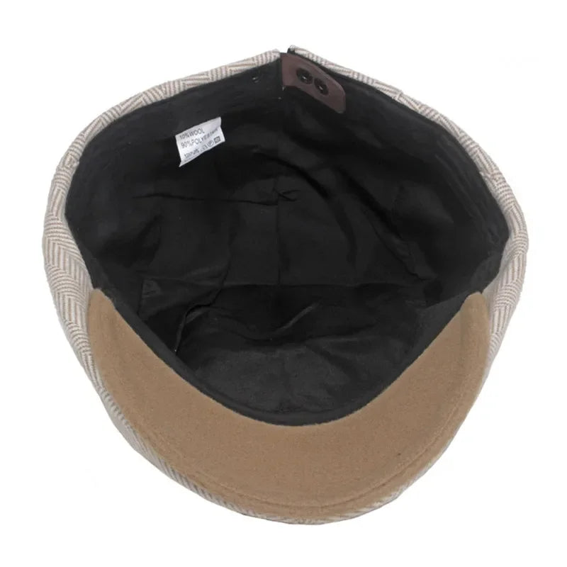 Porto Solid Polyester Newsboy Beret - Unisex Autumn & Winter Flat Cap