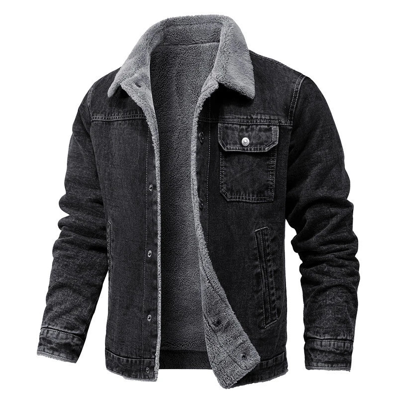 Orvieto Winter Men's Denim Jackets Man Casual Fleece Warm Windbreaker Jacket Fashion Mens Retro Military Jean Coats Clothing