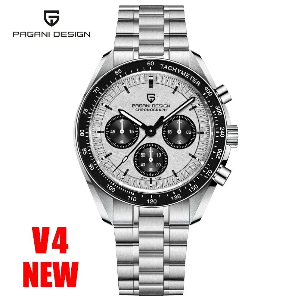 PAGANI Men's Luxury Quartz Chronograph Watch - Auto Date, AR Sapphire Mirror, Speed Timer