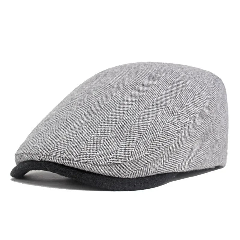 Porto Solid Polyester Newsboy Beret - Unisex Autumn & Winter Flat Cap