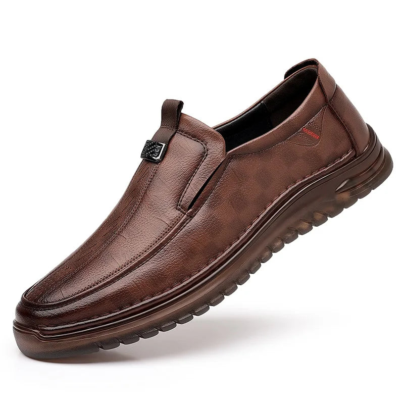 Vanguard Retro Leather Loafers - Soft-Soled Slip-On Business & Casual Shoes for Men