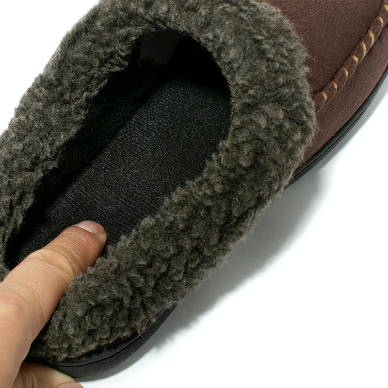 Bern Men's Winter Fur Slippers – Warm Plush Indoor Casual Shoes