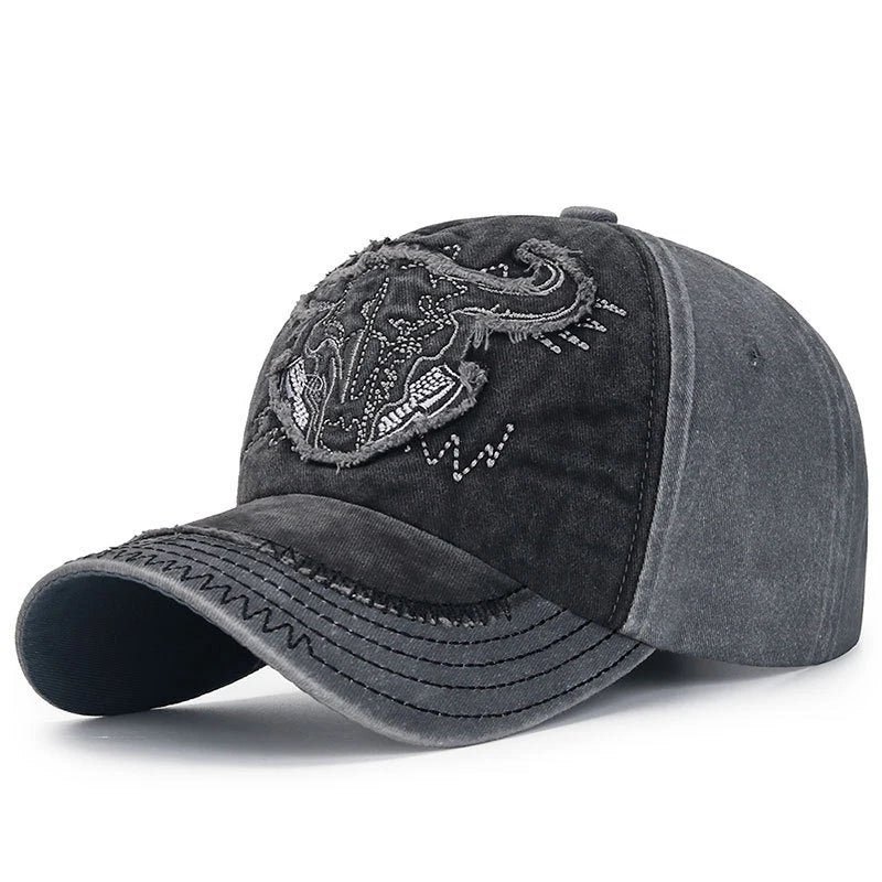 Hercules Bull Head Baseball Cap - Embroidered Patch & Adjustable Cotton Hat