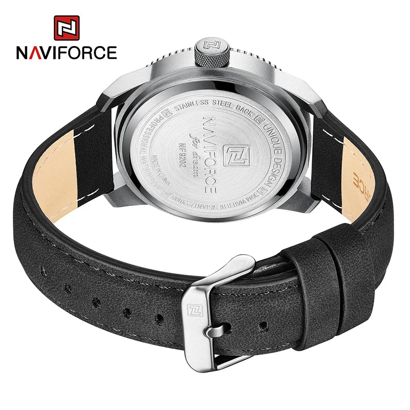 NAVIFORCE Men's Quartz Sport Watch - New, Waterproof, Luxury Leather Wristwatch"