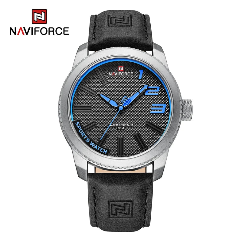 NAVIFORCE Men's Quartz Sport Watch - New, Waterproof, Luxury Leather Wristwatch"