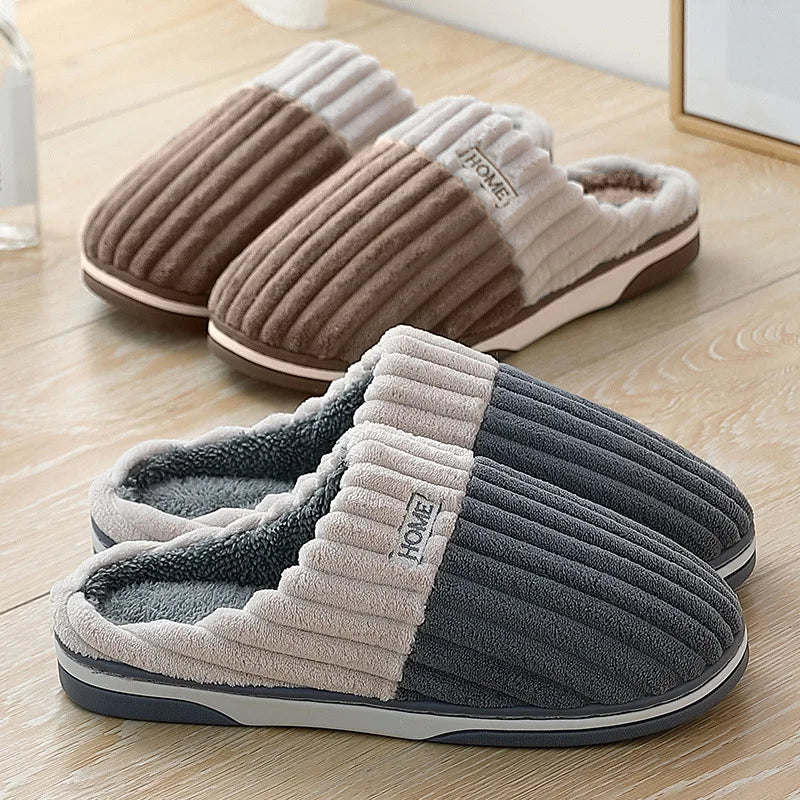 Prague Big Size Winter Slippers – Warm Plush Comfort Slides for Men