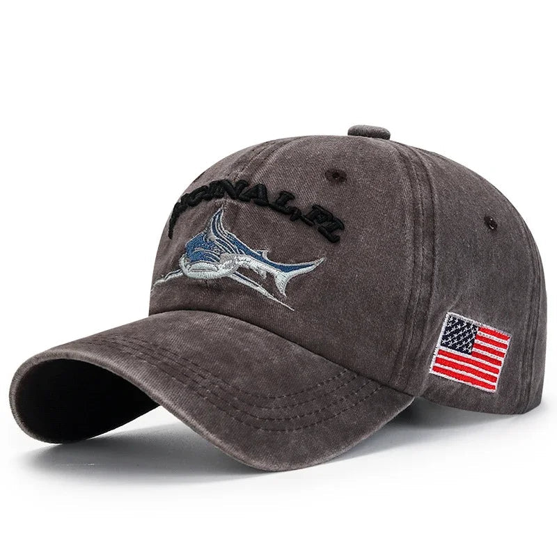 Liberty Shark Baseball Cap - American Flag Embroidery & Adjustable Soft Top