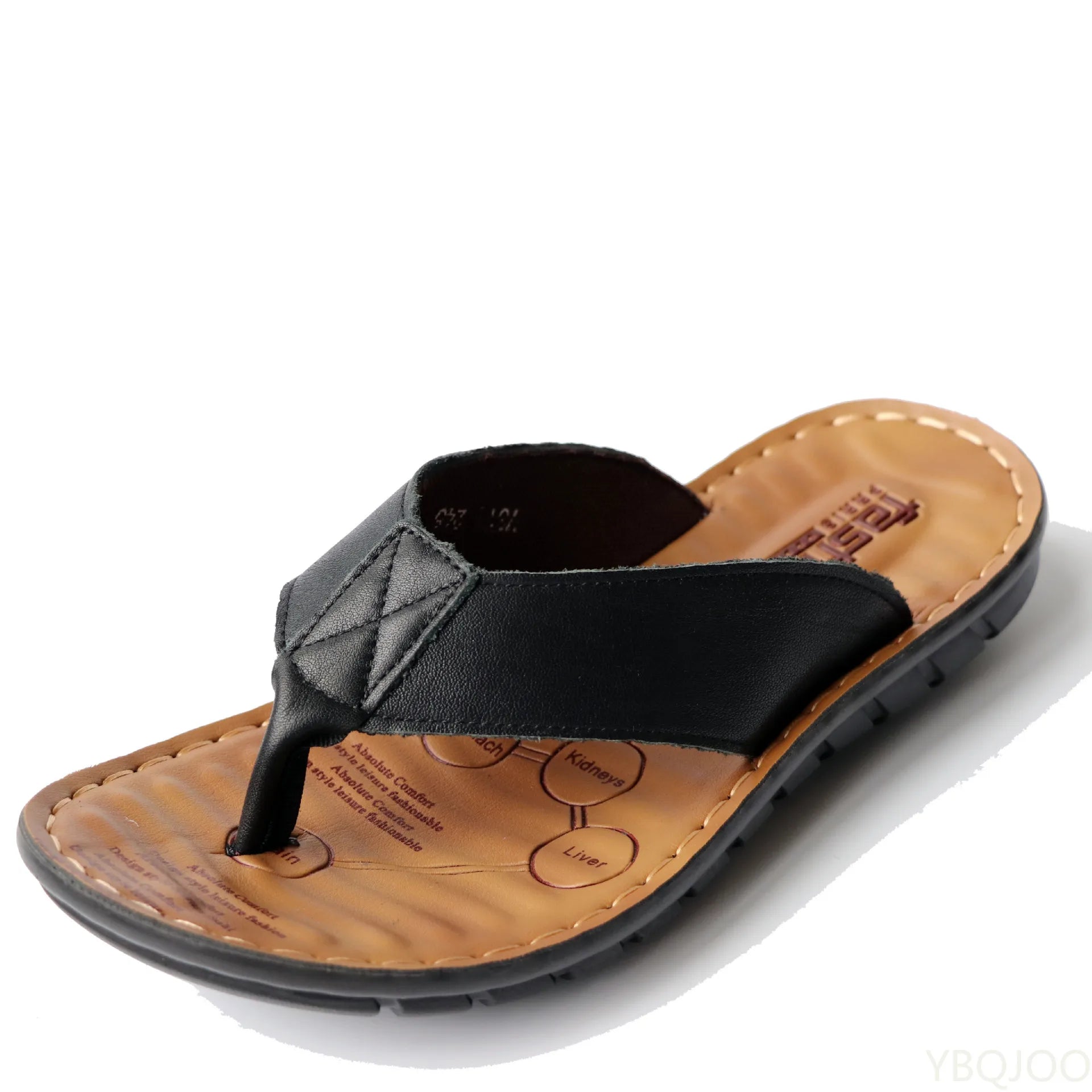 Lisbon Summer Leather Men's Flip Flops - Casual Outdoor Beach Sandals, Non-Slip Flat Slippers, Trendy Clip Toe, Large Size