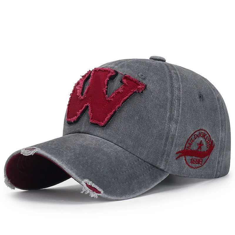 Westbrook W Letter Baseball Cap - Embroidered Patch & Distressed Cotton Design