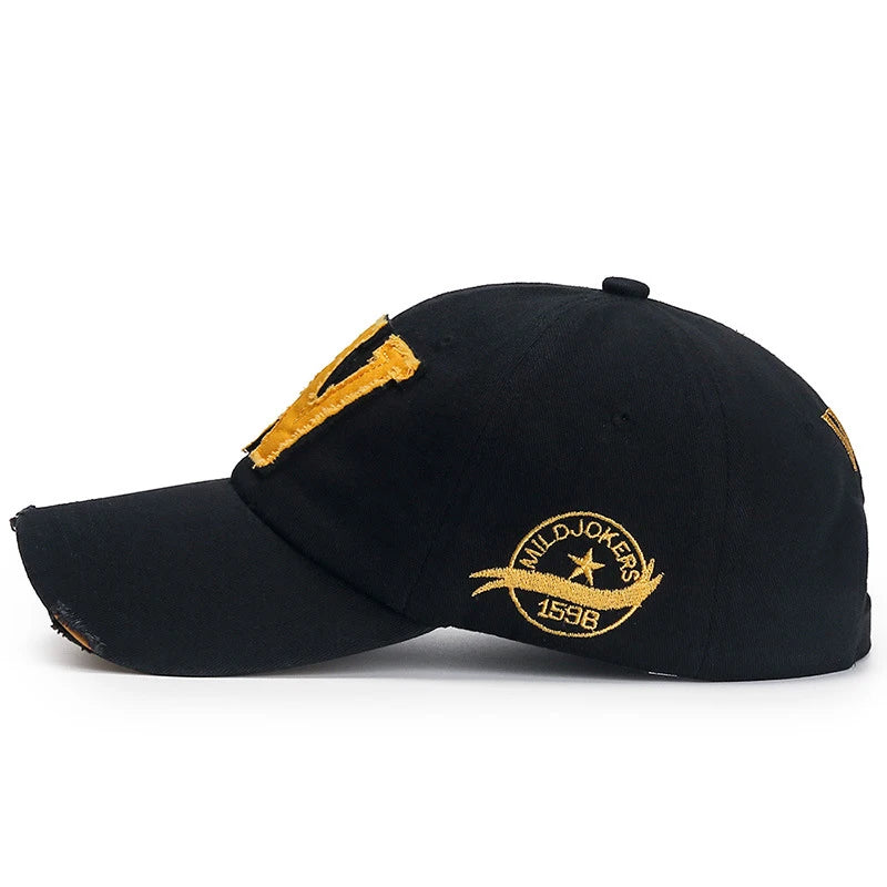 Westbrook W Letter Baseball Cap - Embroidered Patch & Distressed Cotton Design