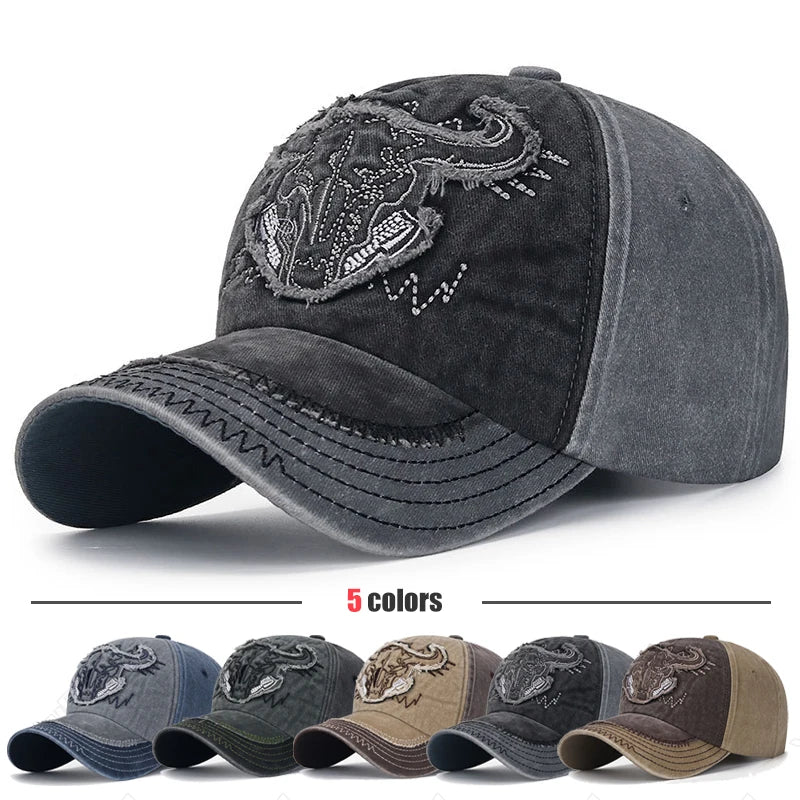 Hercules Bull Head Baseball Cap - Embroidered Patch & Adjustable Cotton Hat