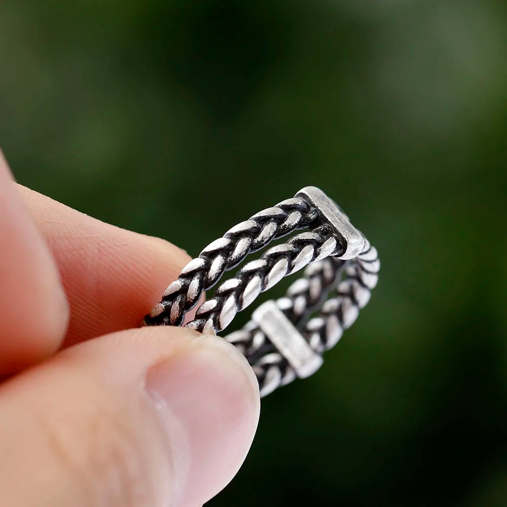 Vintage Weave Viking Symbols Stainless Steel Mens Women Rings Simple for Girl Boyfriend Jewelry Creativity