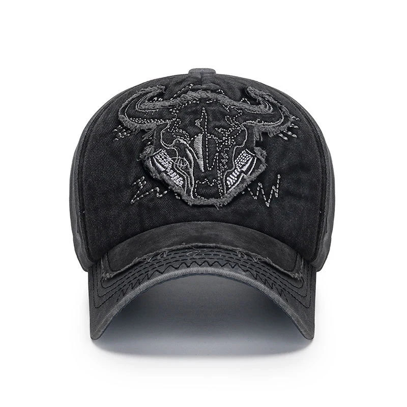 Hercules Bull Head Baseball Cap - Embroidered Patch & Adjustable Cotton Hat