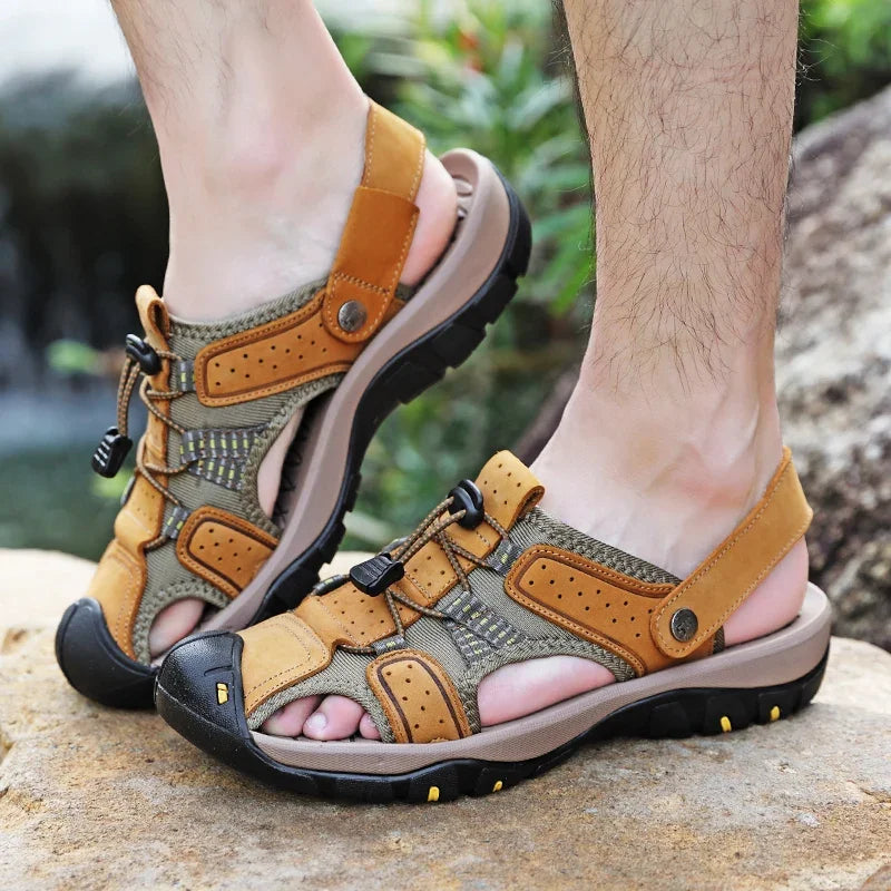 Aspen Men's Leather Beach Sandals – Classic Summer Outdoor Shoes