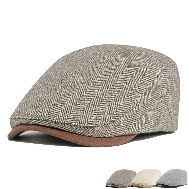 Porto Solid Polyester Newsboy Beret - Unisex Autumn & Winter Flat Cap