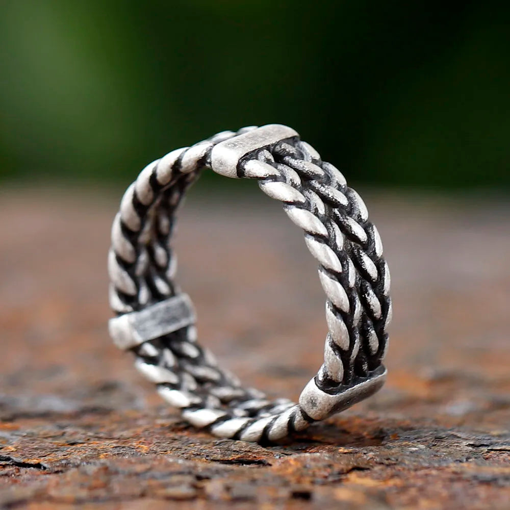 Vintage Weave Viking Symbols Stainless Steel Mens Women Rings Simple for Girl Boyfriend Jewelry Creativity