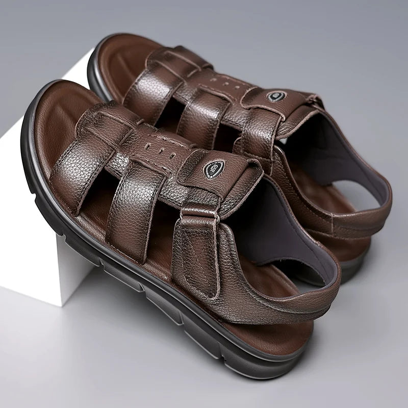 Ridge Men's Handmade Leather Sandals – Classic Summer Outdoor Walking Shoes